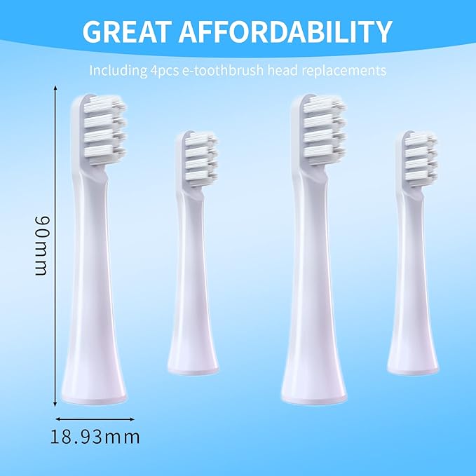 HANNEA MI Toothbrush Head T100 Replacement Brush Heads For Adults Compatible With Electric Toothbrush Heads, Pack of 4
