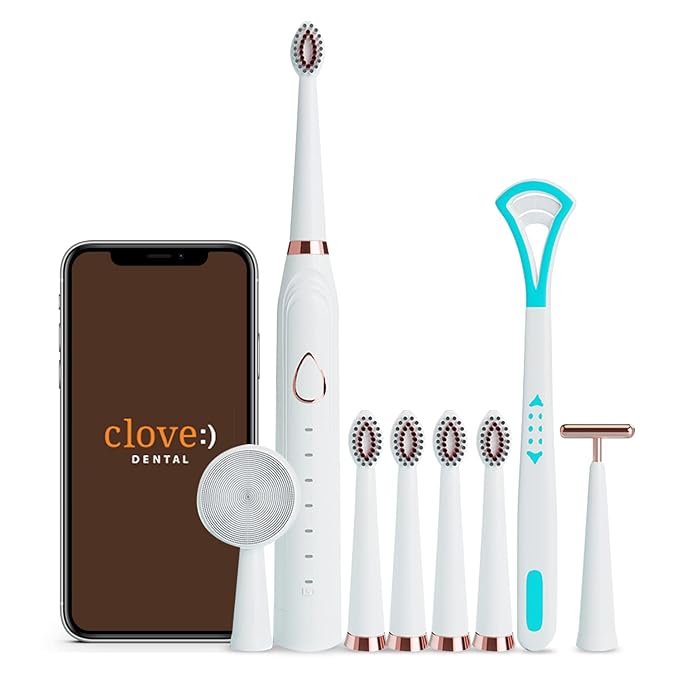 Lifelong LLDC63 Electric Toothbrush for Adults with Free Clove Dental Care Pack,Sonic Technology 5 Brush Heads, 6 Modes, 1 Tongue Cleaner