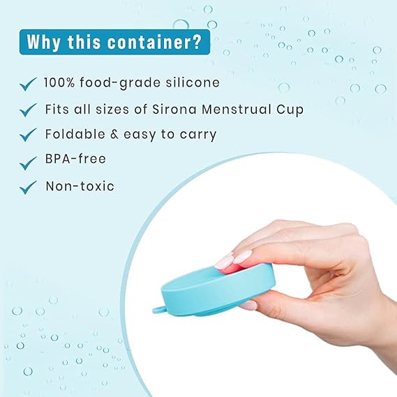 Sirona Collapsible Silicone Cup Foldable Sterilizing Container Cup for Menstrual Cup, Unit with Reusable Menstrual Cup
