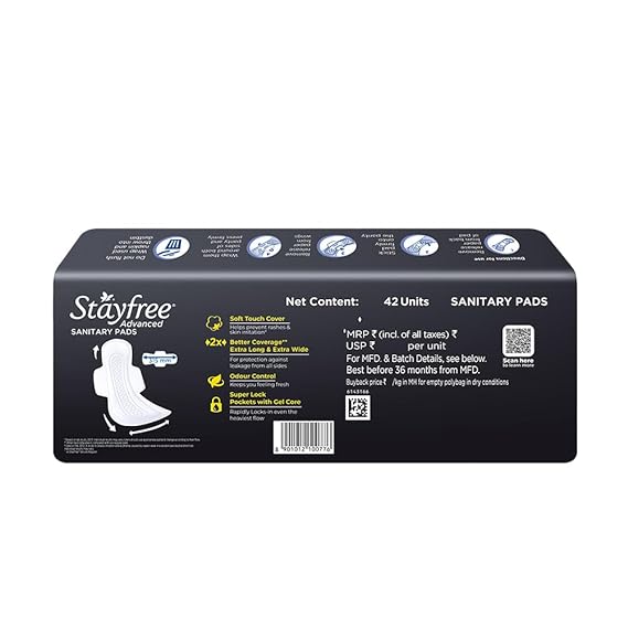 Stayfree Advanced XXL, All Night Ultra Comfort Sanitary Pads for Women