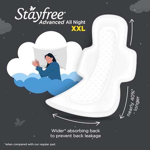 Stayfree Advanced XXL, All Night Ultra Comfort Sanitary Pads for Women