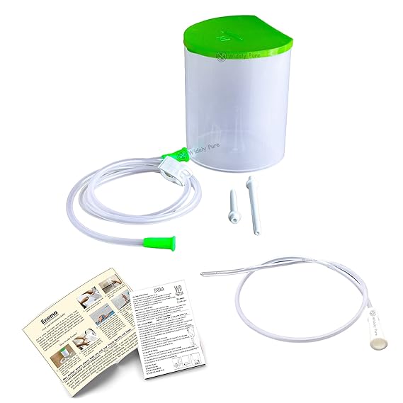 Widely Pure PVC Enema kit satvik 1500ml, 1 silicon tube, 2 nozzles, 1 clamp, 1 enema tube, 1 Enema Colon tip with user manual