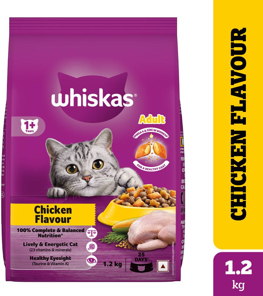 Whiskas Adult (1+ Years) Dry Cat Food, Chicken Flavo