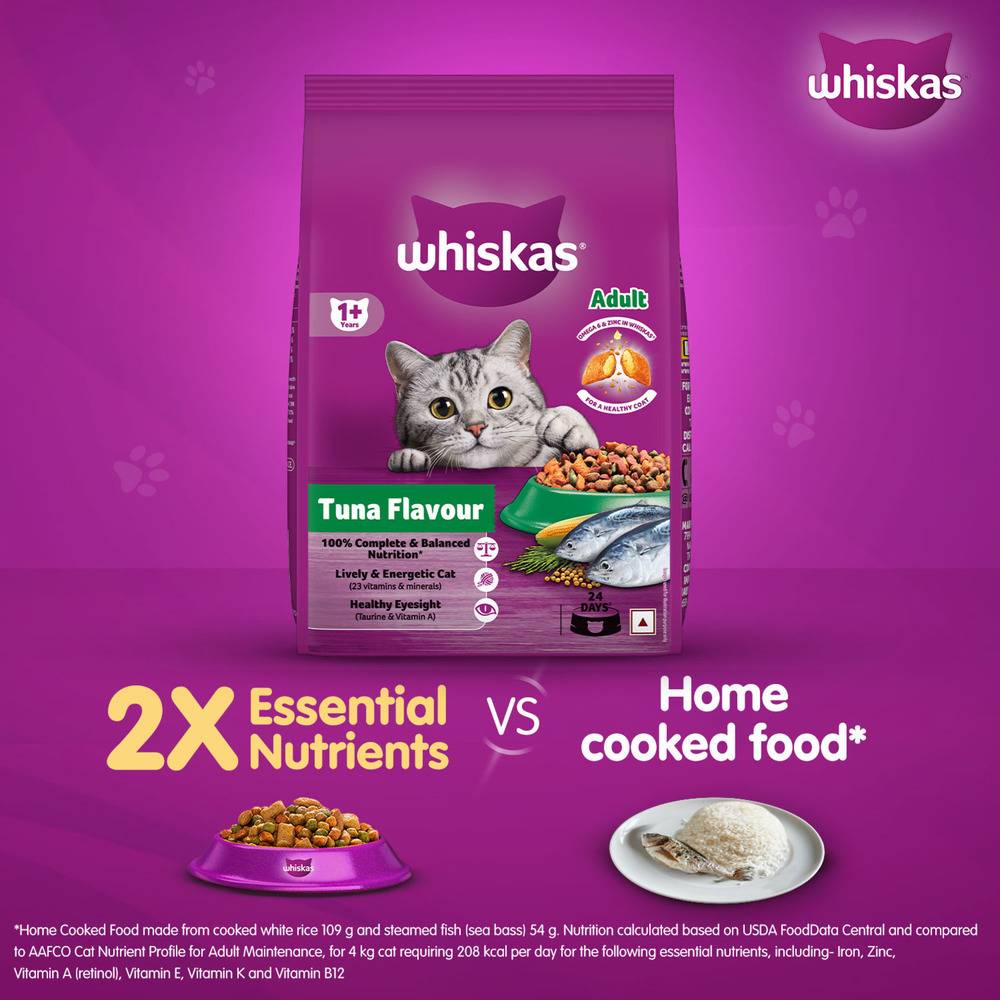 Whiskas Adult (1+ Years) Dry Cat Food, Tuna Flavour