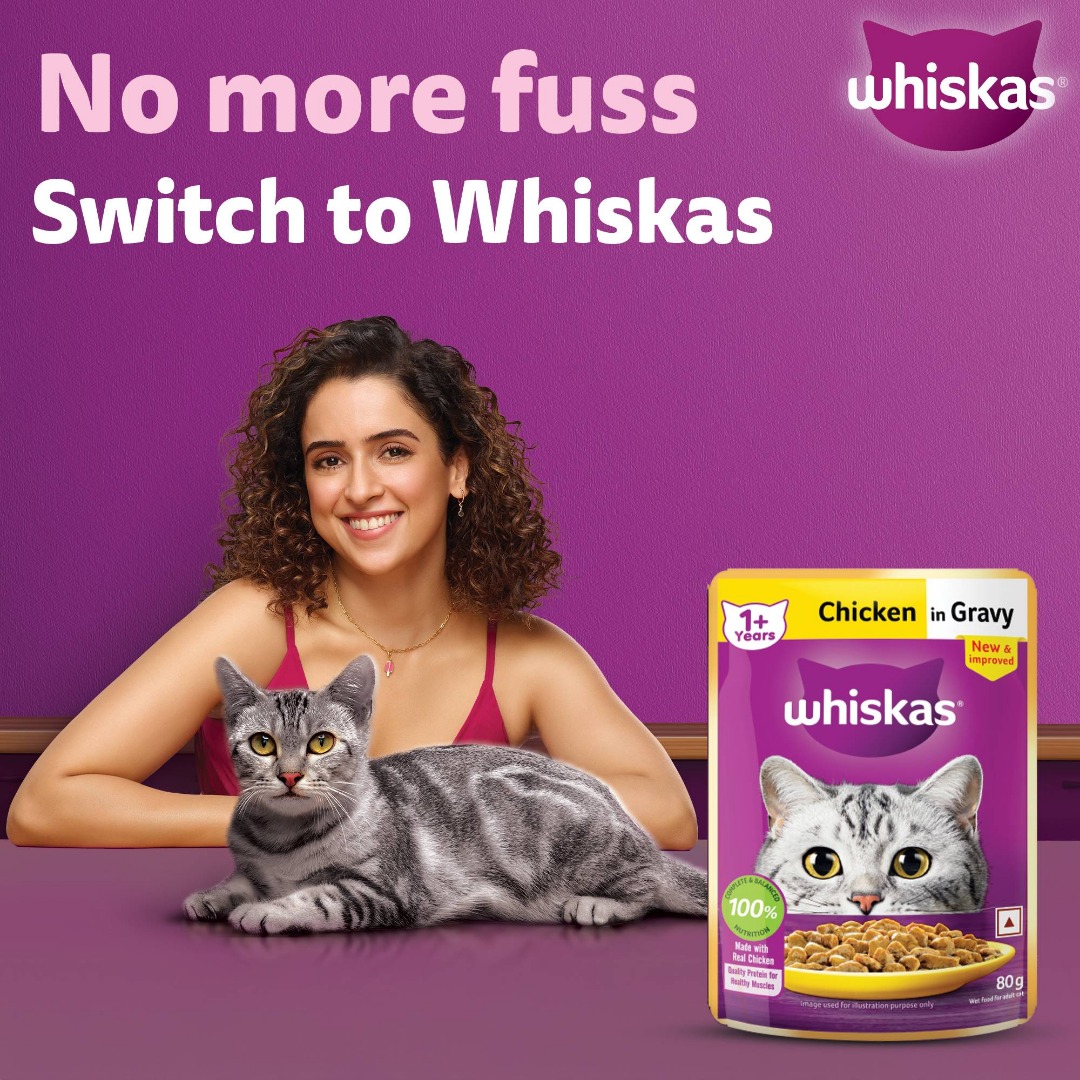 Whiskas Adult (1+ Years) Wet Cat Food, Chicken in Gravy, 80 g (Pack of 56)