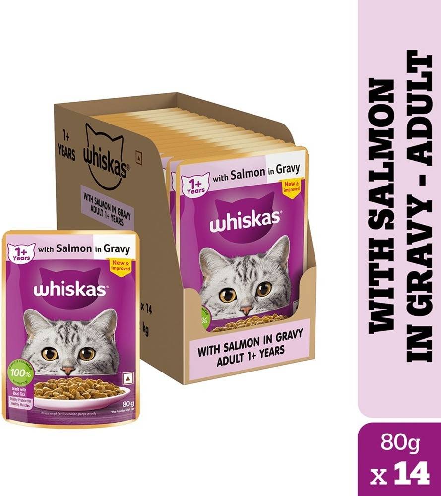 Whiskas Adult (1+ Years) Wet Cat Food, Salmon in Gra