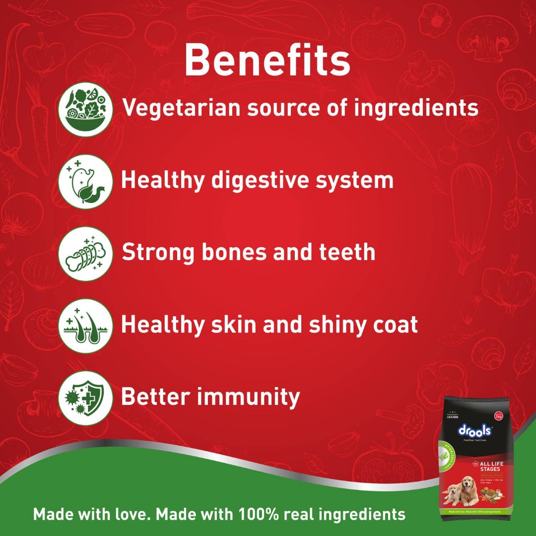 Drools Dry Dog Food All Lifestages 100% Vegetable,3Kg