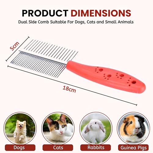 Foodie Puppies Double Side Steel Needles Comb For Dogs And Cats - (Paw Dual Comb) (Color May Vary)