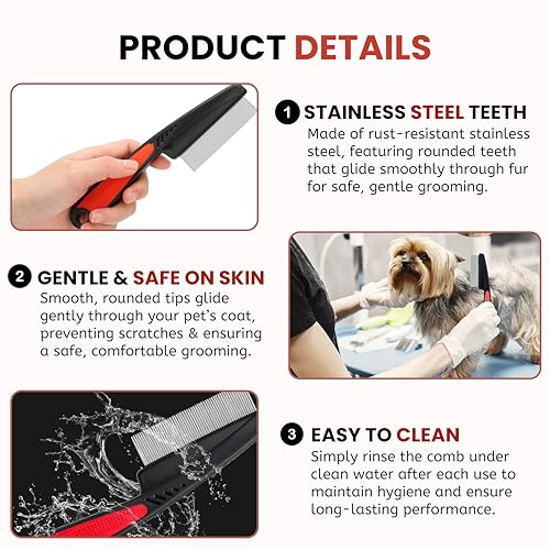 Foodie Puppies Pet Flea Comb For Dog, Cat, Birds And Rabbit (Flea Comb - Large)