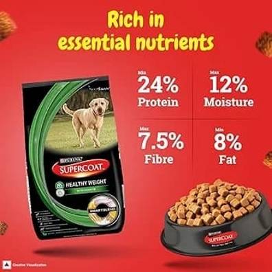 Purina Adult Supercoat Healthy Weight Dry Dog Food, Chicken, 3 Kg
