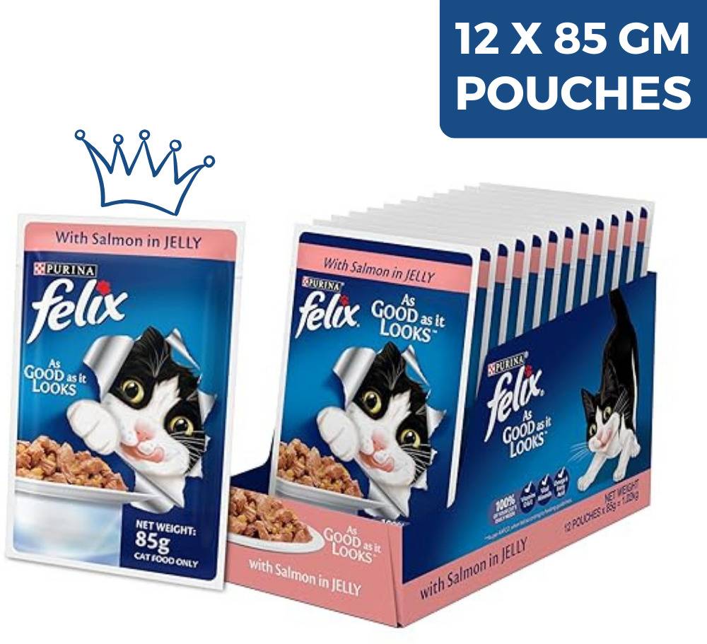 Purina Felix With Salmon In Jelly, Pack Of 12 Pouche