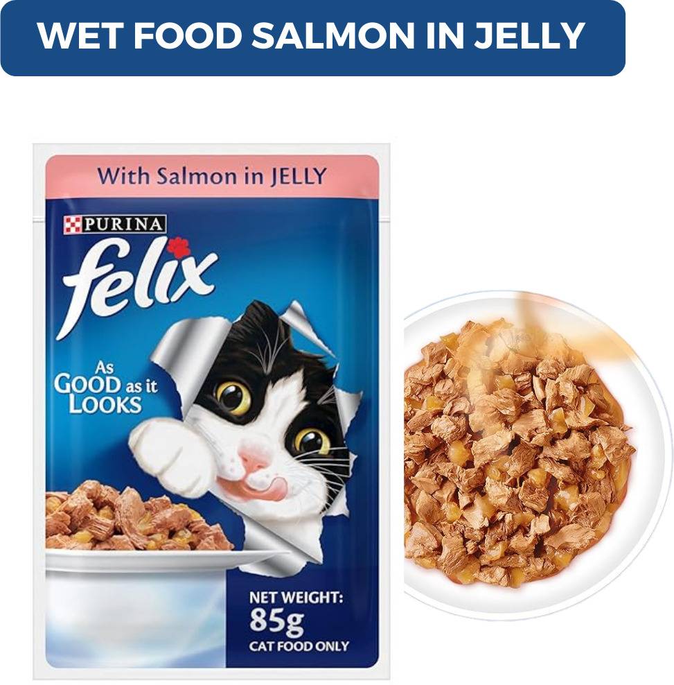 Purina Felix With Salmon In Jelly, Pack Of 12 Pouches (12 X 85 G)