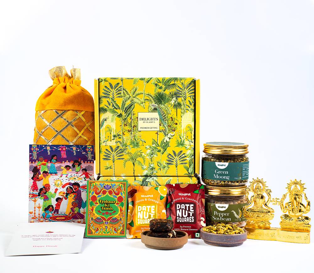 Gladful 7 Product Blue Box Diwali Gift Hamper Game N