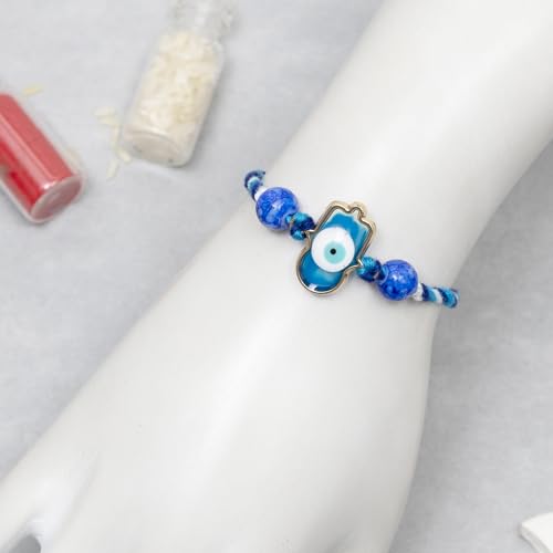 To The Nines Evil Eye Rakhi for Brother with Tialk Material & Greeting Card