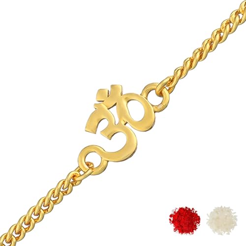 VOYLLA Auspicious Gold Tone Om Style Rakhi Bracelet-