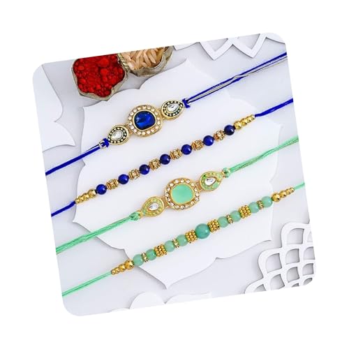 eCraftindia Set Of 4 Multicolor Beads Kundan Designe