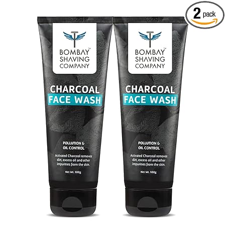 Bombay Shaving Company Charcoal Face Wash for Men Anti Pollution and Brightening Oil Control Face Wash For Men, Pack of 2
