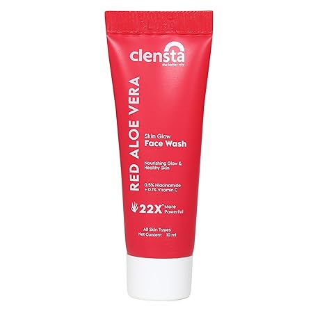 Clensta Red Aloevera Skin Glow Daily Face Wash with 0.5% Niacinamide and Vitamin C Face Wash for Glowing Skin, Removes Dirt & Impurities