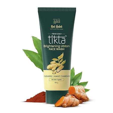 Nat Habit Ubtan Face Wash, Fresh Daily Tikta For Men & Women, Skin Brightening With Activated Wild Turmeric