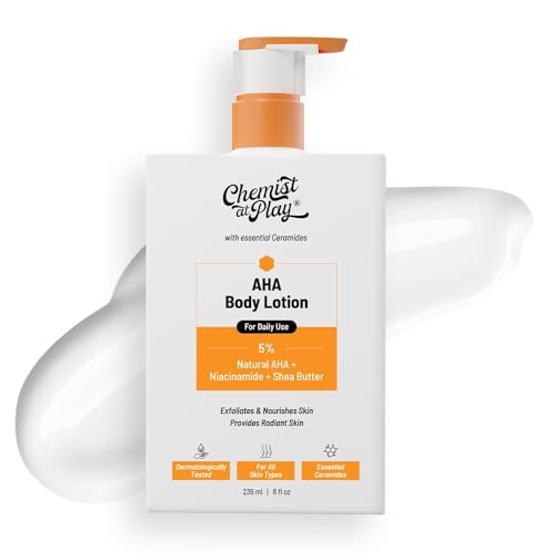 Chemist At Play AHA Body Lotion with 5% Natural AHA, Niacinamide, Shea Butter, Skin Brightening Lotion