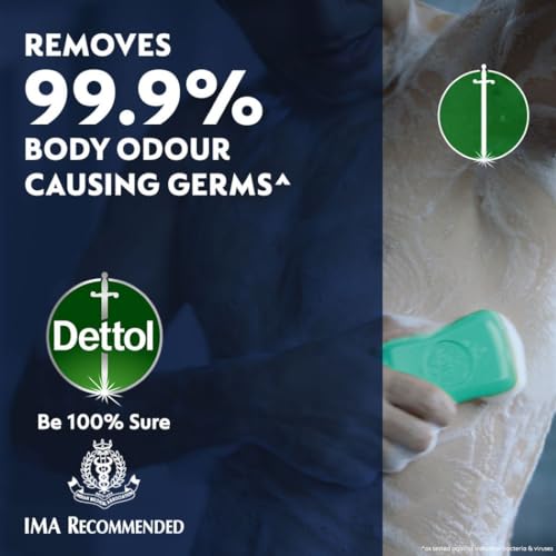 Dettol Cologne Fresh Bathing Soap Bar with 100% better odour protection, Pack of 4