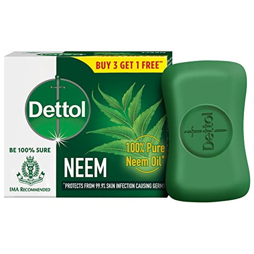 Dettol Neem Bathing Soap Bar With Pure Neem Oil, Pack of 4