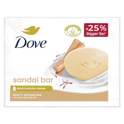Dove Sandalwood Beauty Bar for Naturally Glowing Skin with 100% Natural Origin Sandalwood and Real Saffron Extracts