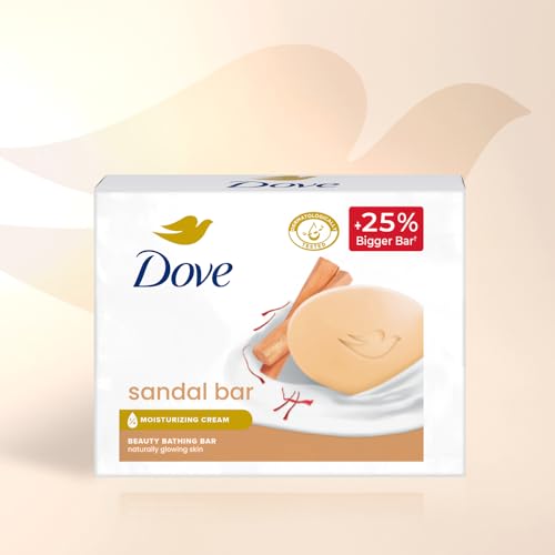 Dove Sandalwood Beauty Bar for Naturally Glowing Skin with 100% Natural Origin Sandalwood and Real Saffron Extracts