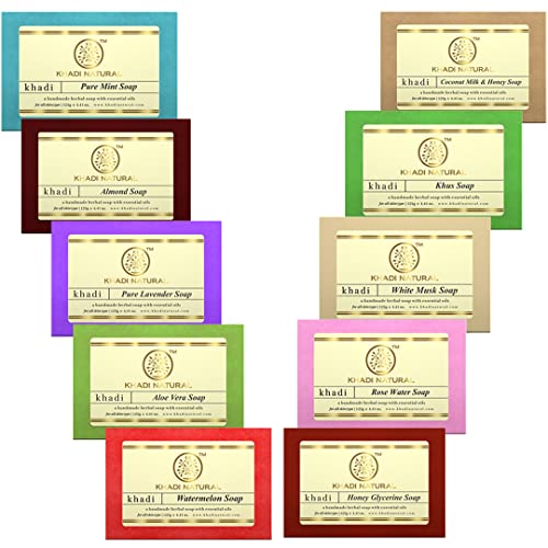 Khadi Natural Handmade Herbal Soap Combo Assorted Natural Soap Gift Set, Pack of 10