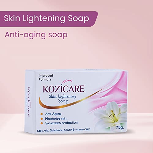Kozicare Skin Lightening Soap Enriched with Kojic Acid & Vitamin C Sabun Soap, Anti-Aging & Sun Protection, Pack of 6