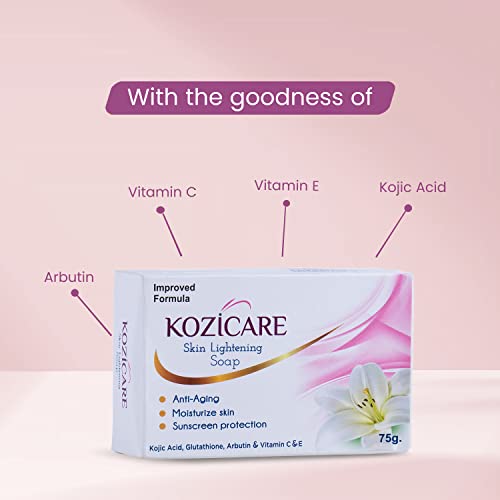 Kozicare Skin Lightening Soap Enriched with Kojic Acid & Vitamin C Sabun Soap, Anti-Aging & Sun Protection, Pack of 6