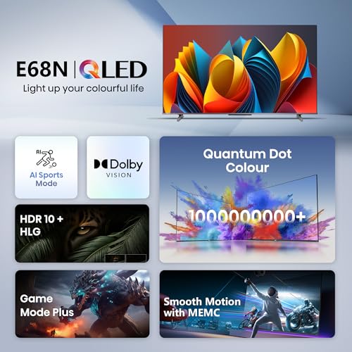 Hisense 139 cm (55 inches) E68N Series 4K Ultra HD Smart Google QLED TV