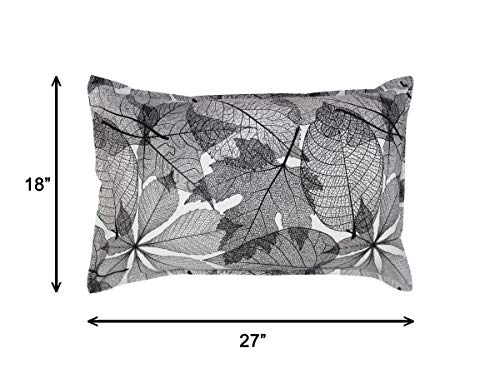 Airwill 100% Cotton Floral Pattern Flap Pillow Covers (46x69cm)(Black, Pack of 2 Pieces)