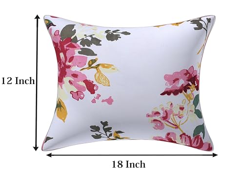 Go Texstylers Cotton | Pack of 2 | 12 x 18 Inches Small Cushions Pillow Cover (Pink & White)