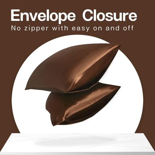 Go well Satin Silk Pillow Covers Pack of 2 (Coffee) 600TC