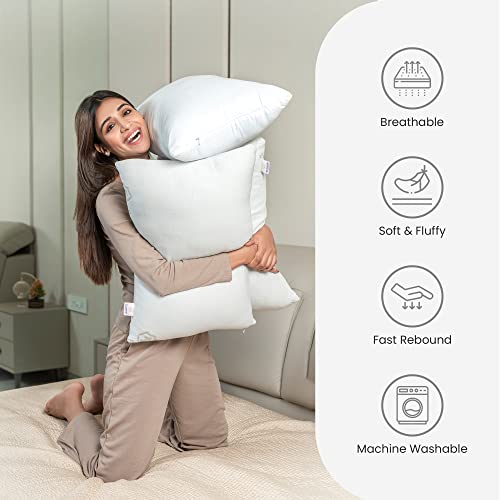 MY ARMOR Microfiber Pillows Set 2, Soft - 16 x 24 Inches -White