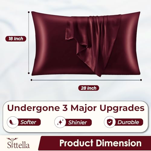 SITTELLA Set of 2 Satin Silk Pillow Cover (Maroon), 600 TC