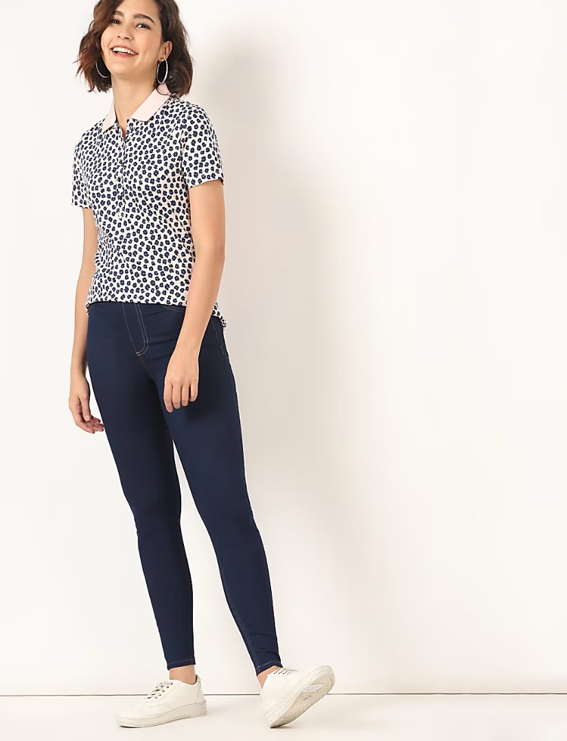 M&S Solid Regular Fit Jeggings For Women (Indigo Mix)
