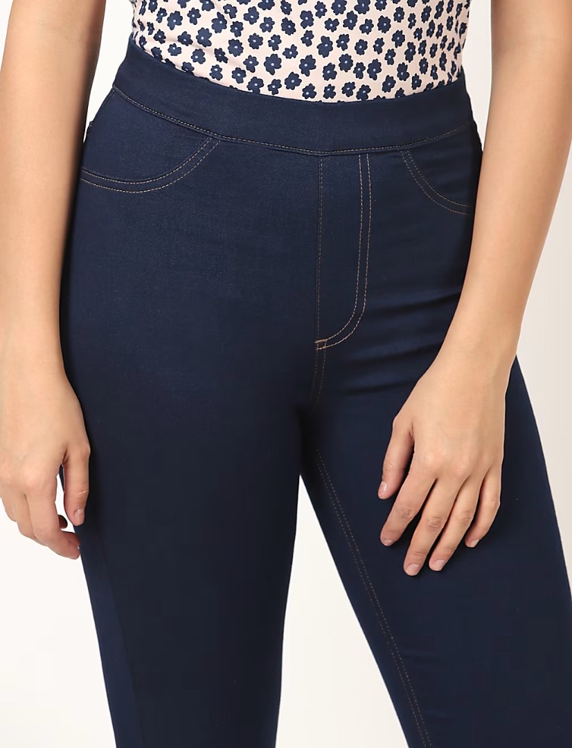 M&S Solid Regular Fit Jeggings For Women (Indigo Mix)