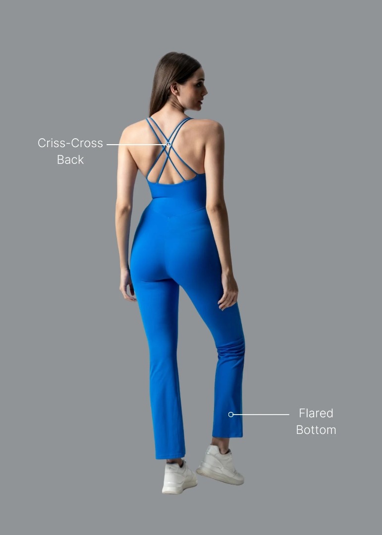STRCH Criss-Cross Back Jumpsuit For Women- Blue