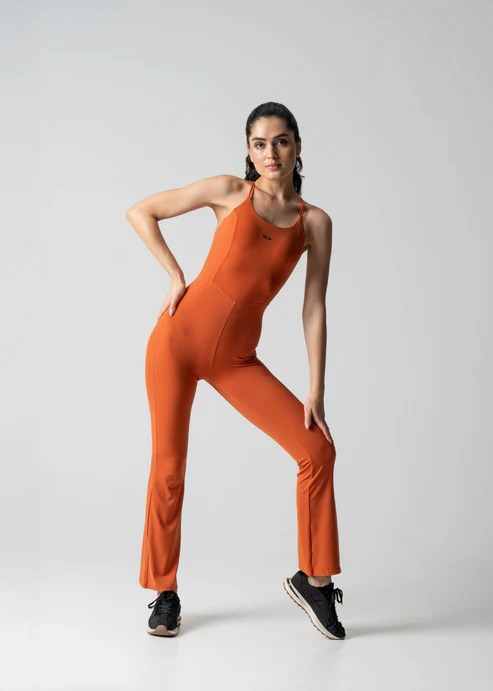 STRCH Criss-Cross Back Jumpsuit For Women - Orange