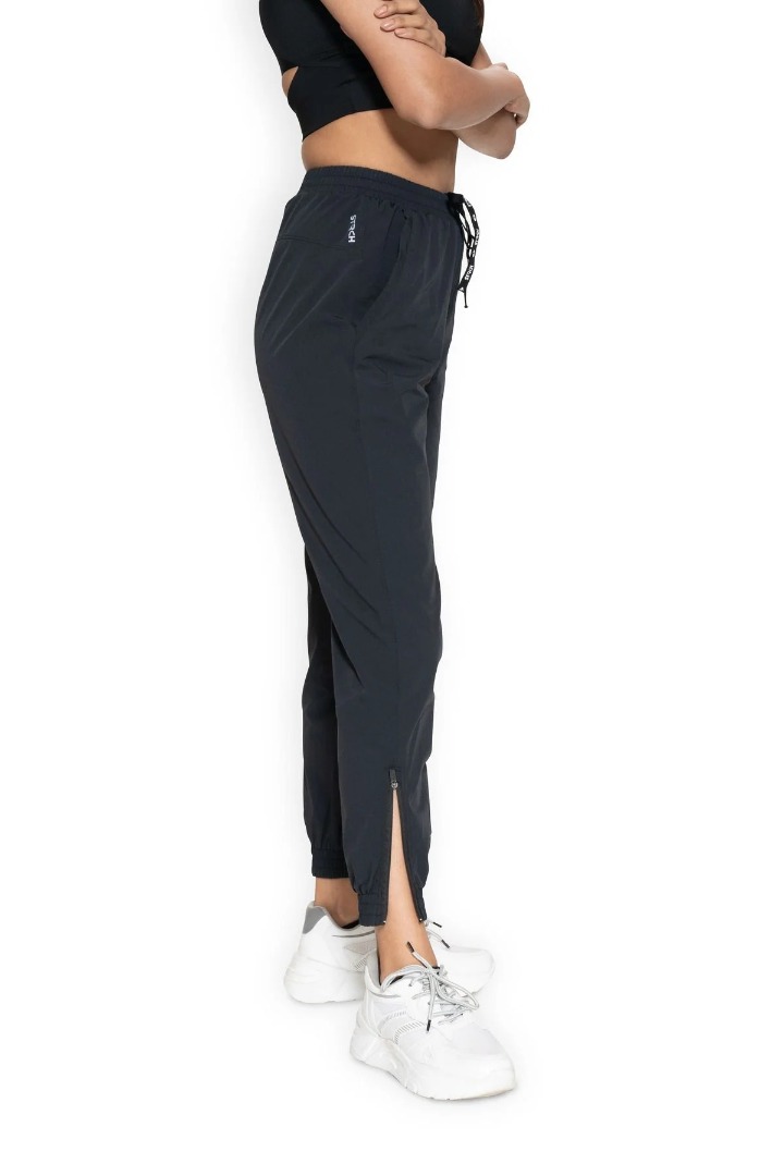 STRCH Nylon Women Sleek Zip Pants - Black