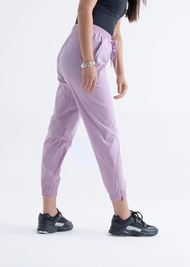 STRCH Nylon Women Sleek Zip Pants - Lavender