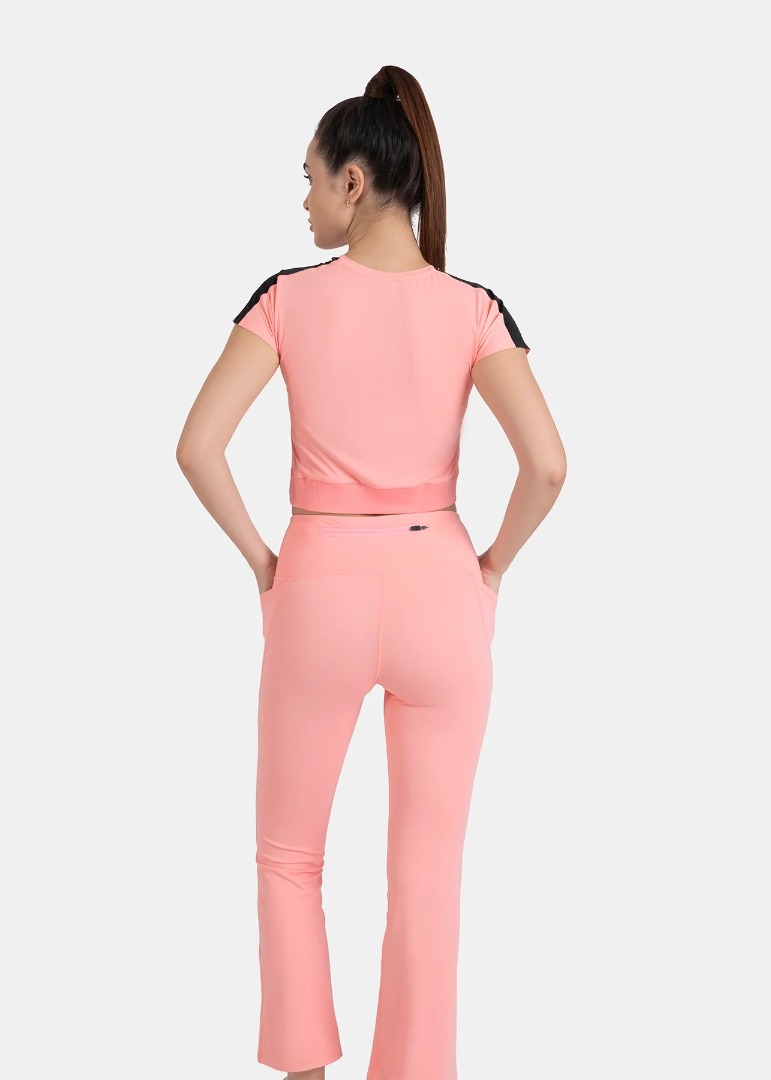 STRCH Nylon Women Slim Fit Bootcut Active Leggings - Peach