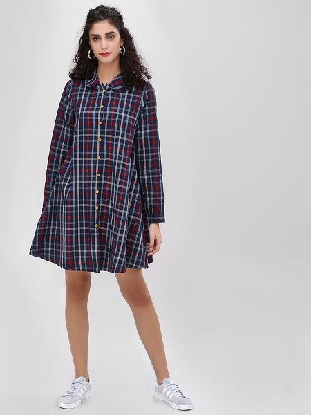 Checkered Shirt Dress