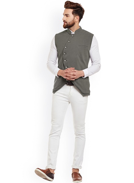 White shirt shop waistcoat and jeans