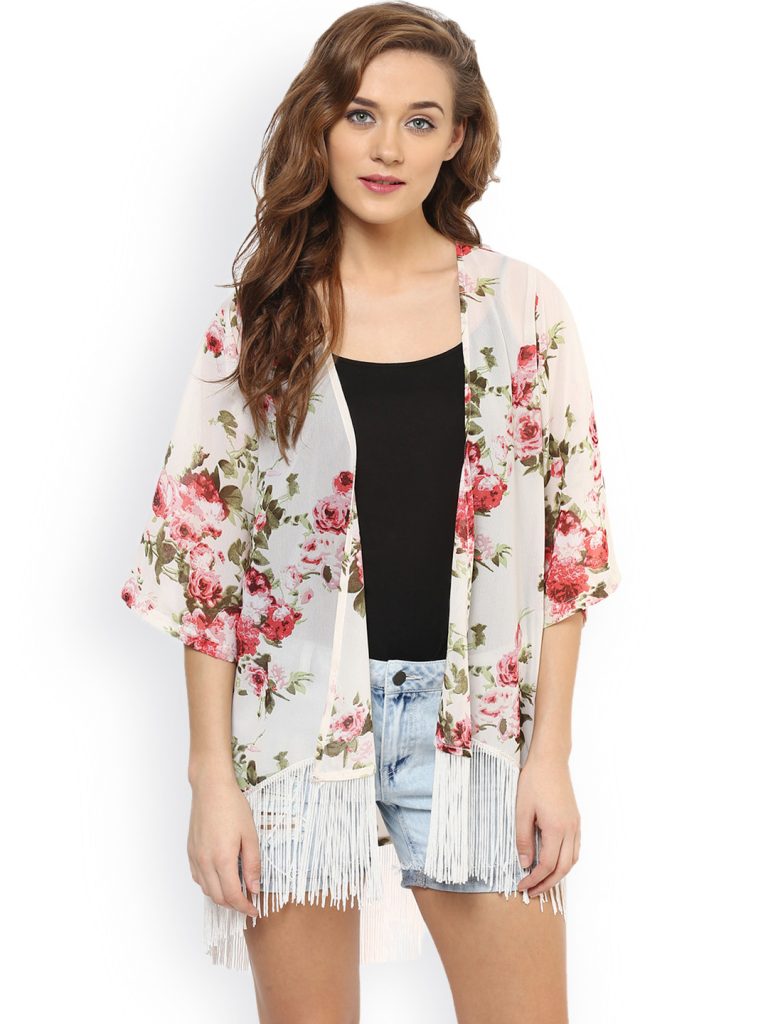 Beach Floral Print Shrug Design