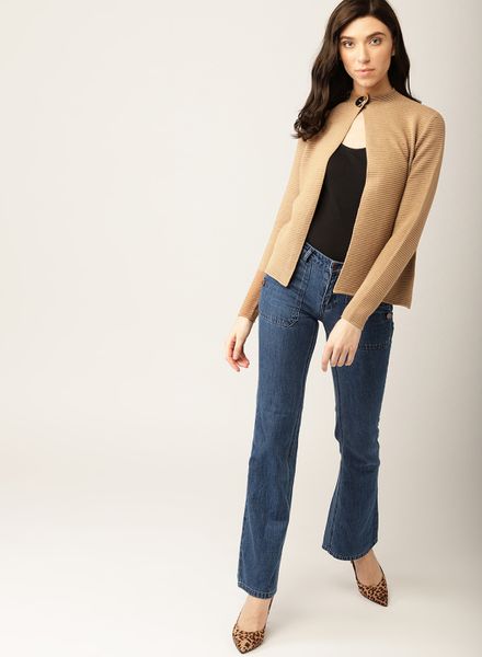 Beige Striped Shrug