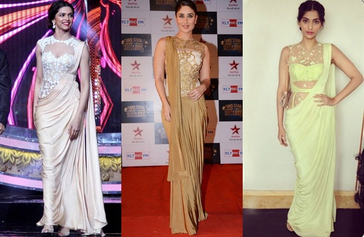 Actresses in saree gown